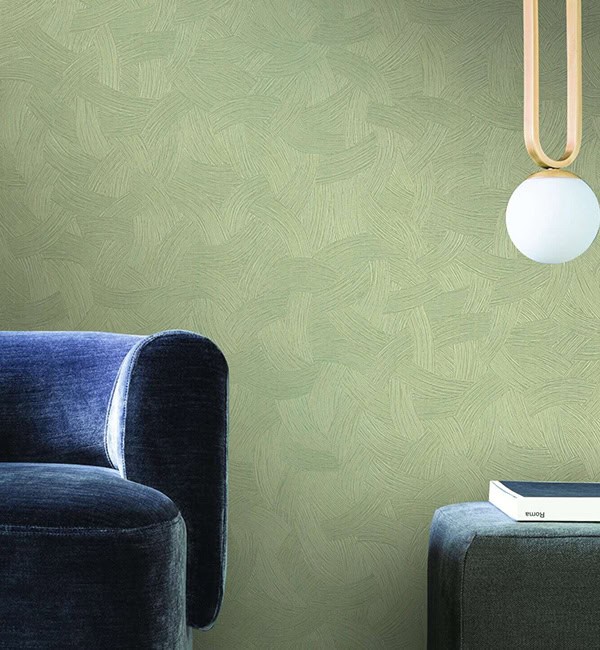 casamance groen behangpapier in designer zithoek